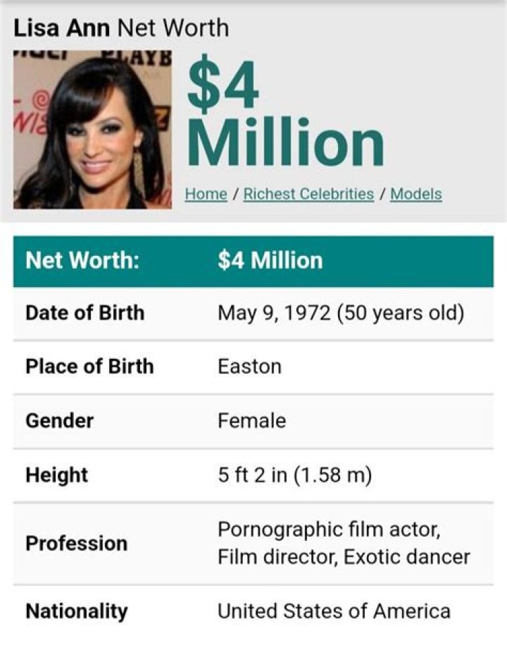 Lisa Ann Net Worth - Wiki, Age, Weight and Height, Relationships, Family, and More
