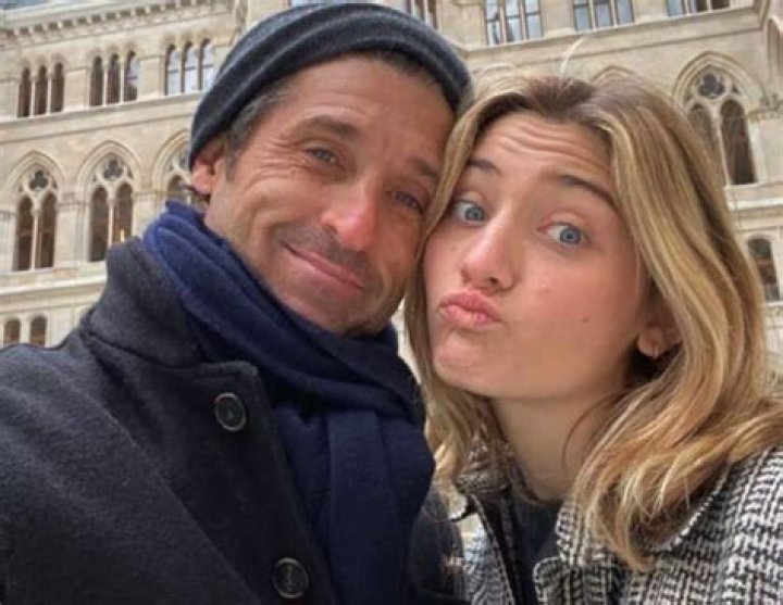 Talula Fyfe Dempsey with her father Patrick Dempsey doing pout